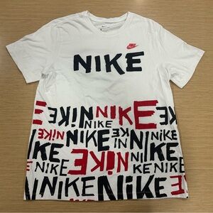 Nike Sportswear Graffiti Graphic T-shirt Men's White Large Pink embroidery Check